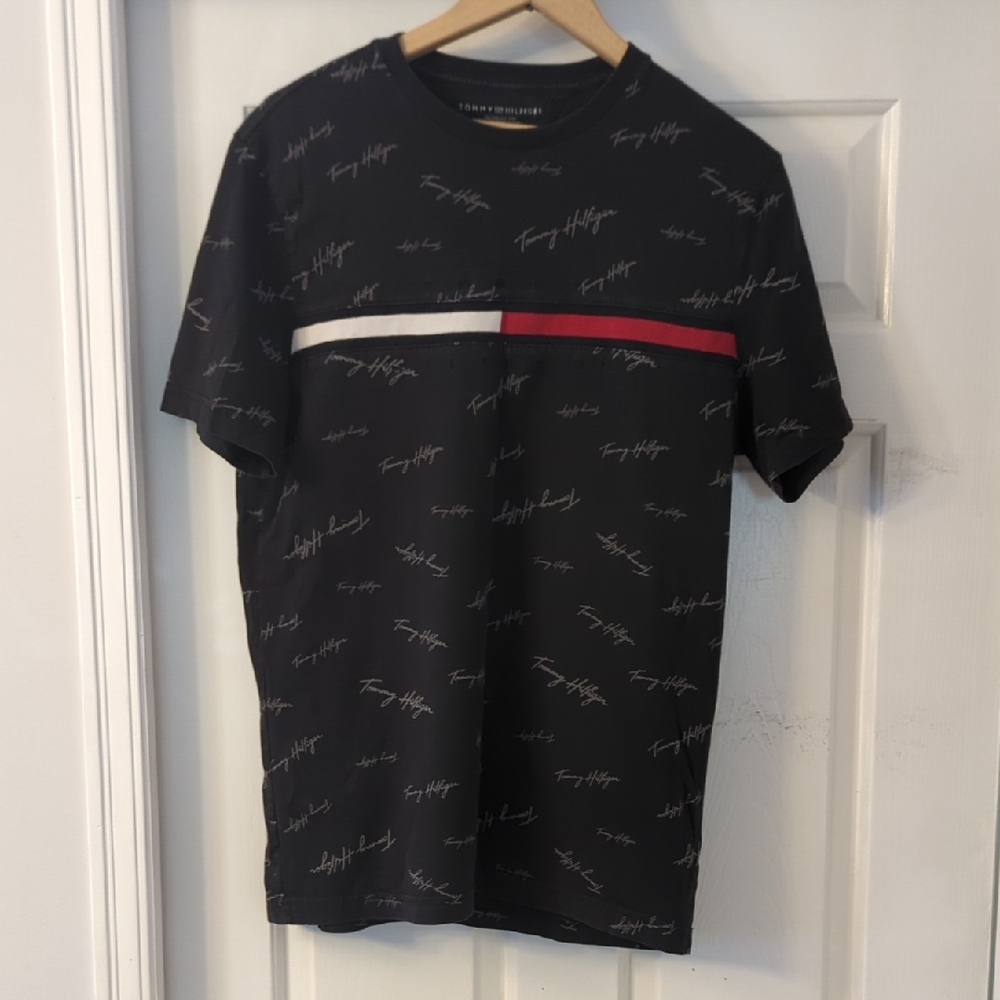 Tommy Hilfiger Black and Red Signature Tee
